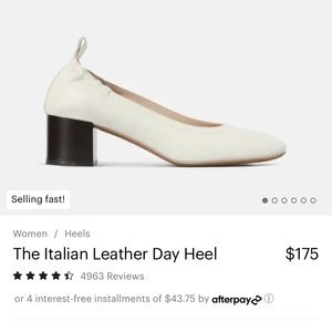 Everlane Italian Day Leather Heel in color Bone Stacked